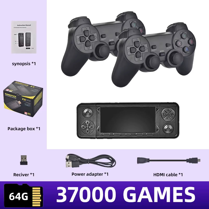 2025 NEW X9PRO Game Stick 4K TV Video Game Console 3D Games for PSP/PS1/N64/NDS 40+Simulators 42000 Retro Games